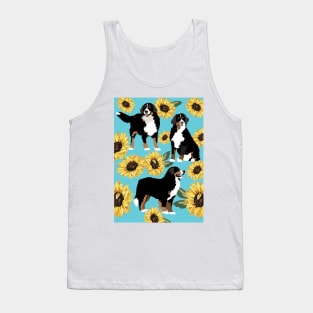 Bernese Mountain Dog and Sunflowers Tank Top